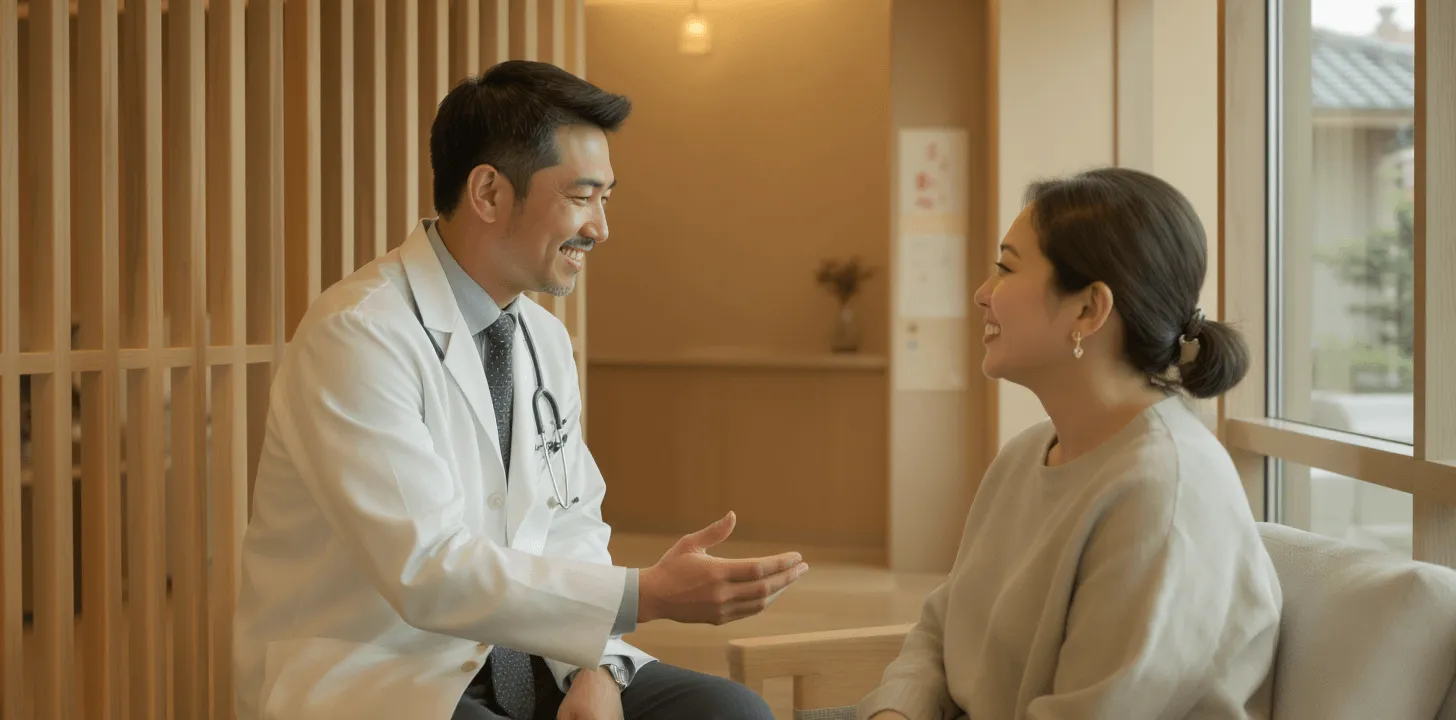 A doctor smiling at a patient at Kaiser Clinic
