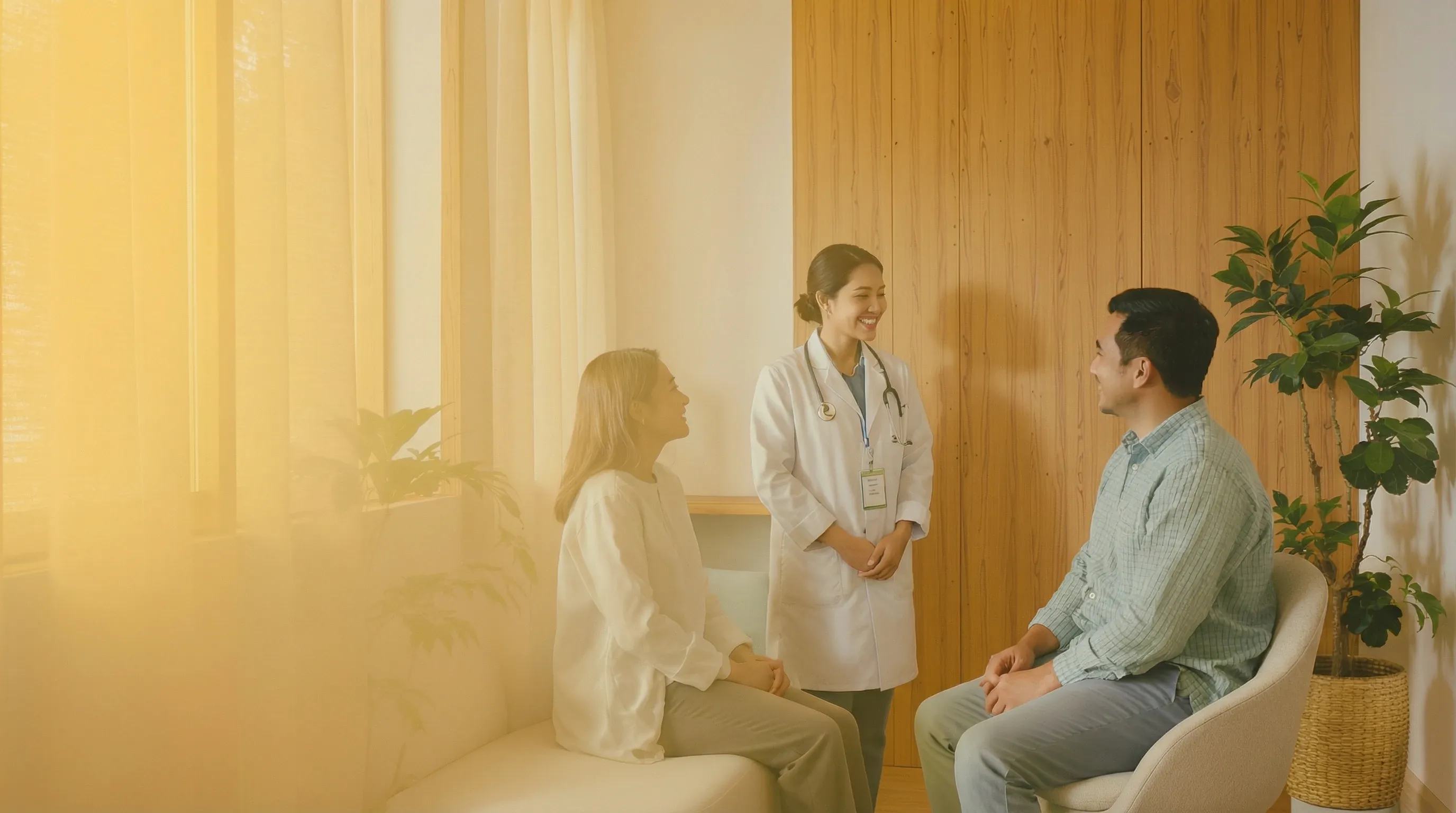 A doctor smiling at a patient at Kaiser Clinic