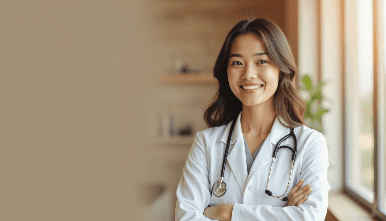 A doctor smiling at a patient at Kaiser Clinic